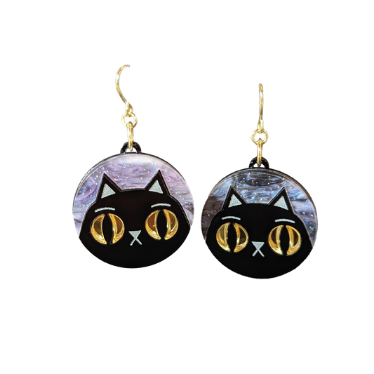 Black Cat Witchy Dangle Earrings