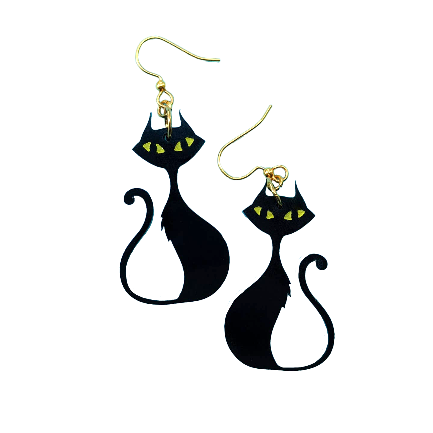 Retro Black Cat Dangle Earrings