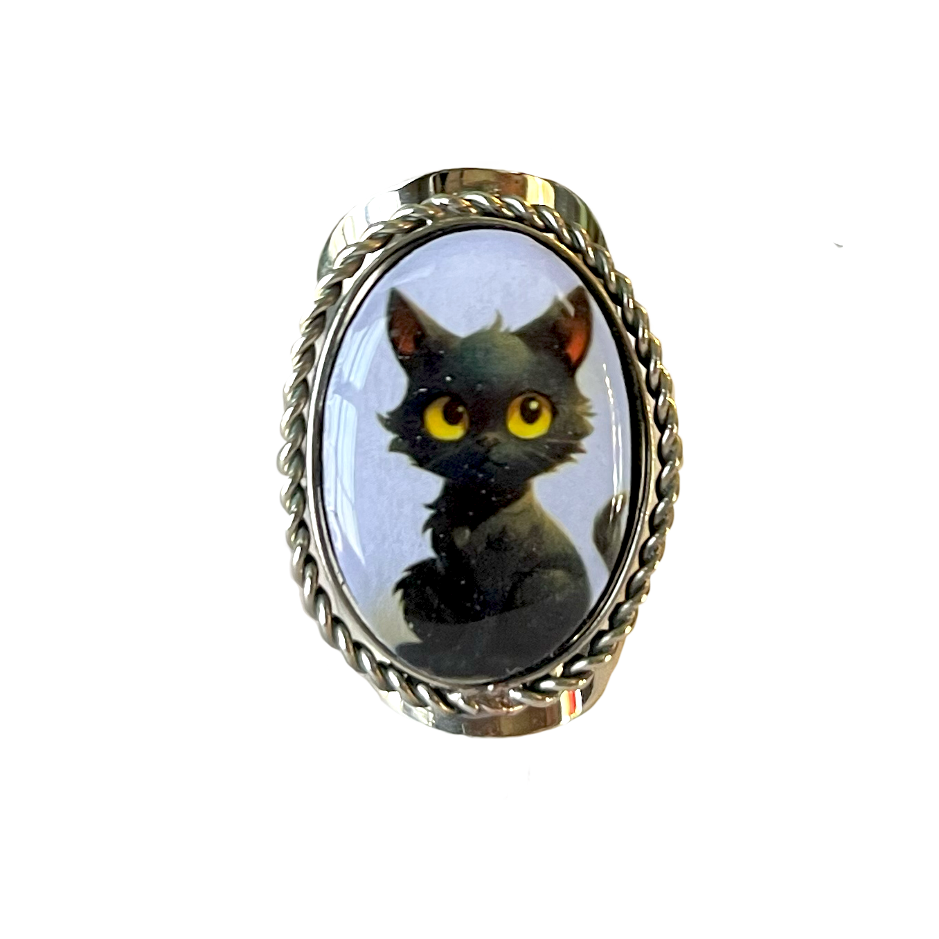 Black Cat Adjustable Ring