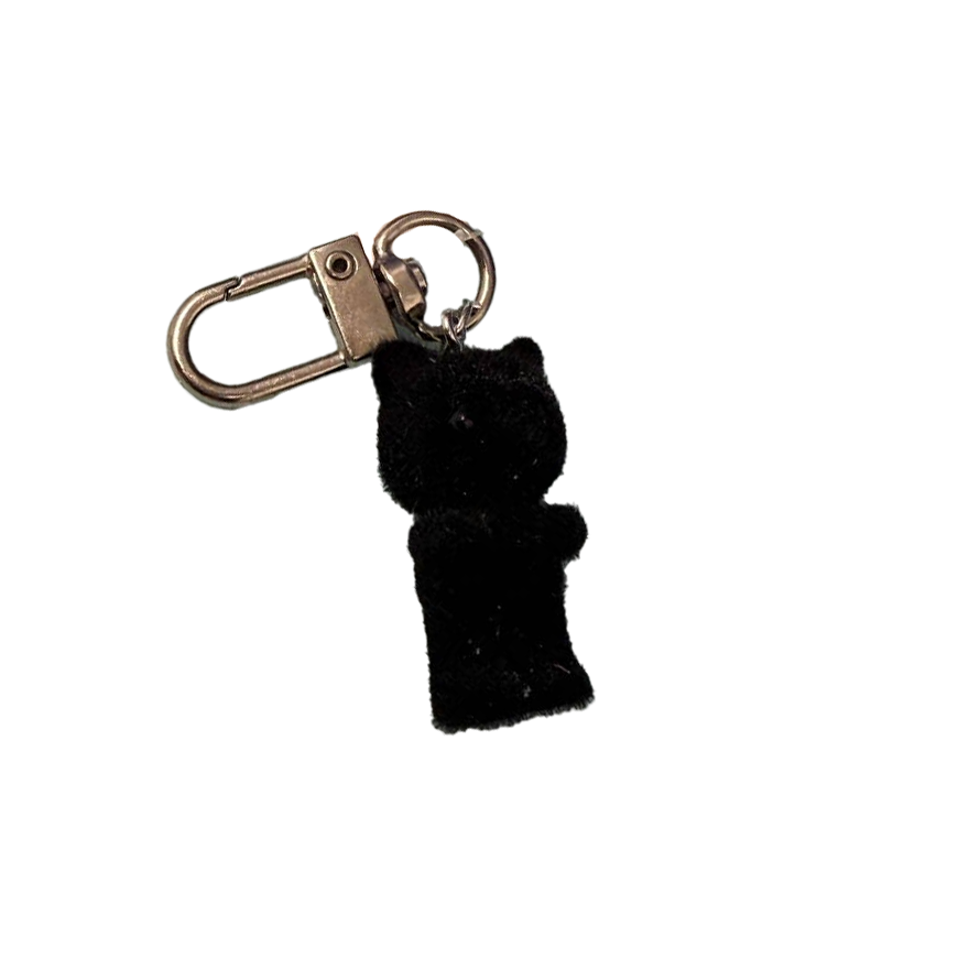 Mini Plush Cat Keychain with Heart Charm – Fuzzy Friends On-The-Go