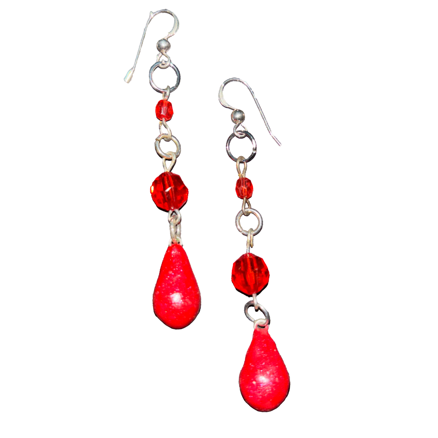 Blood Drip Beaded Dangle Earrings