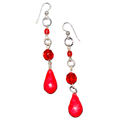 Blood Drip Beaded Dangle Earrings