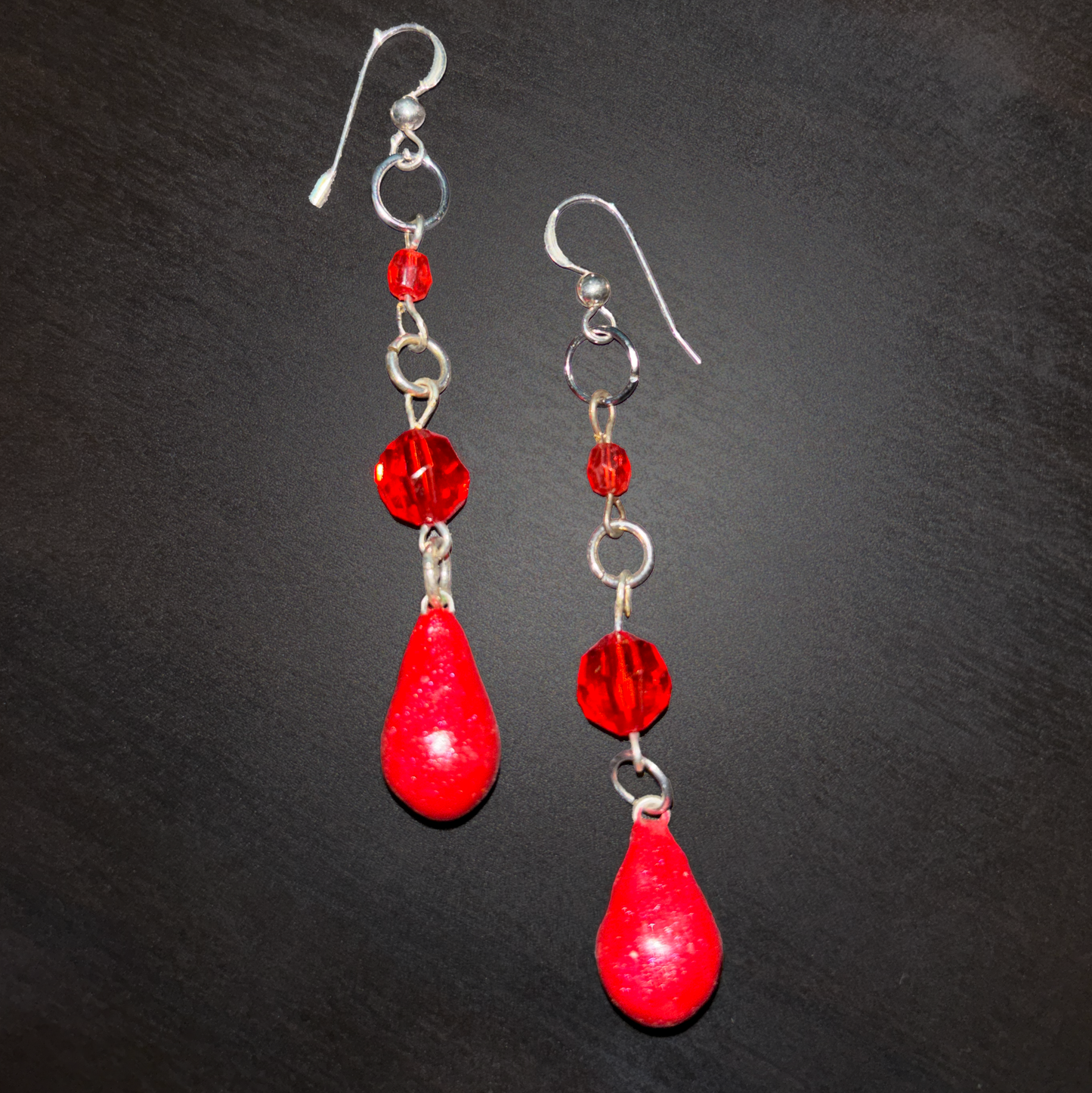 Blood Drip Beaded Dangle Earrings