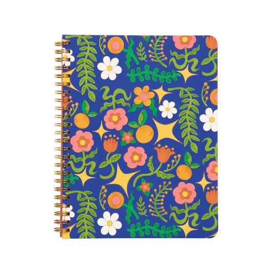 Navy Star Floral Mini Notebook