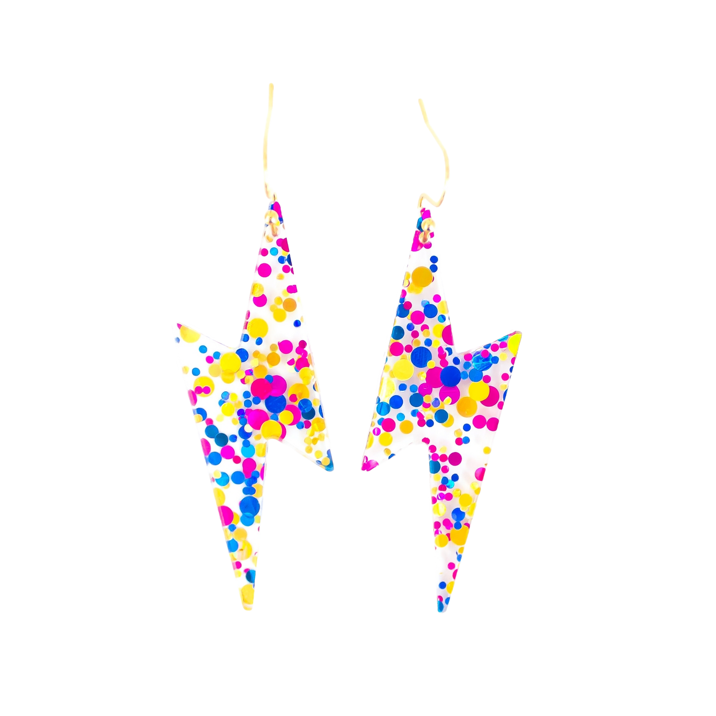Lightning Bolt Confetti Acrylic Dangle Earrings