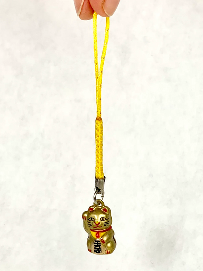 Bronze Fortune Cat Bell Keychain