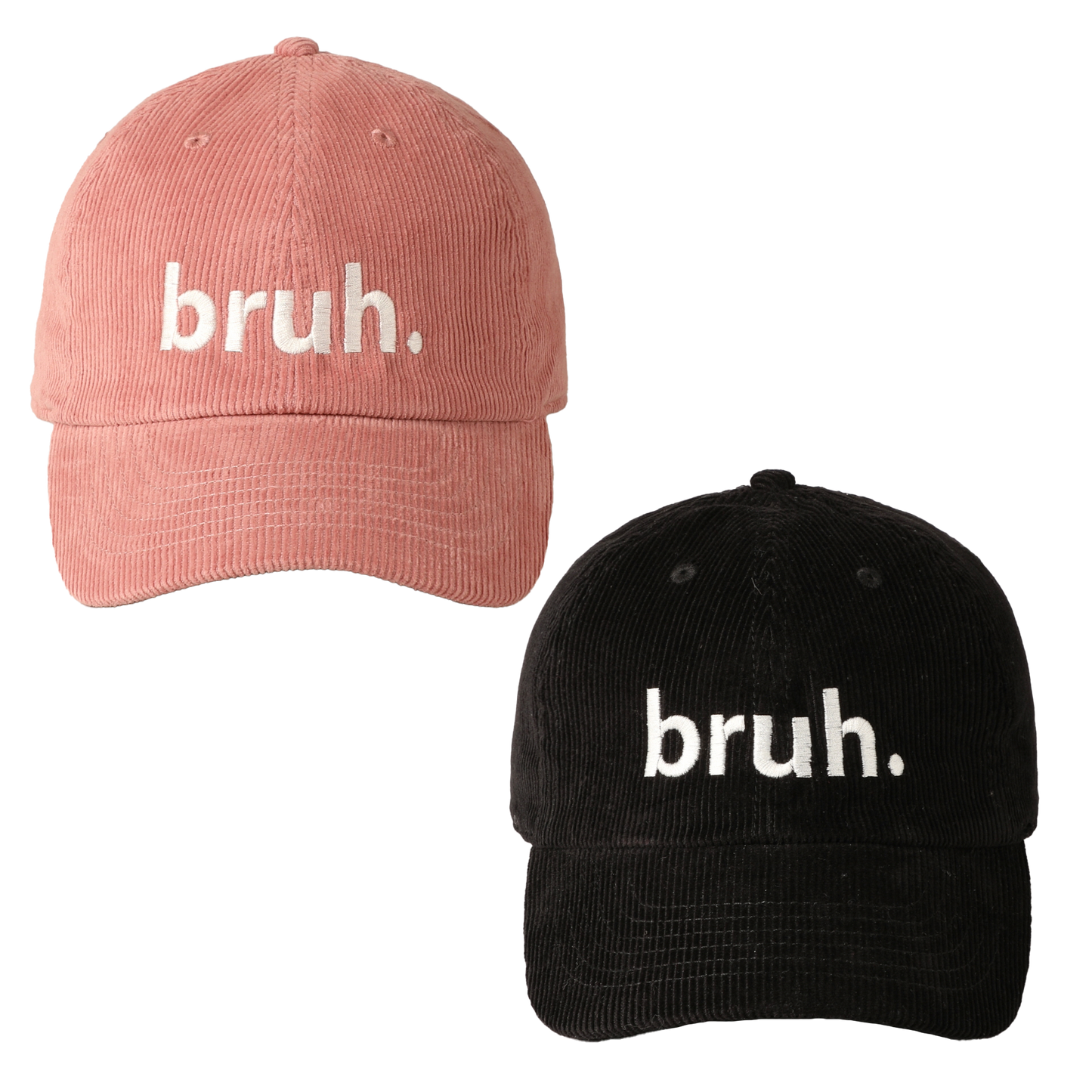 Bruh Lettering Embroidered Corduroy Cap