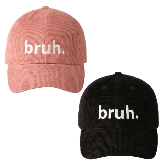 Bruh Lettering Embroidered Corduroy Cap