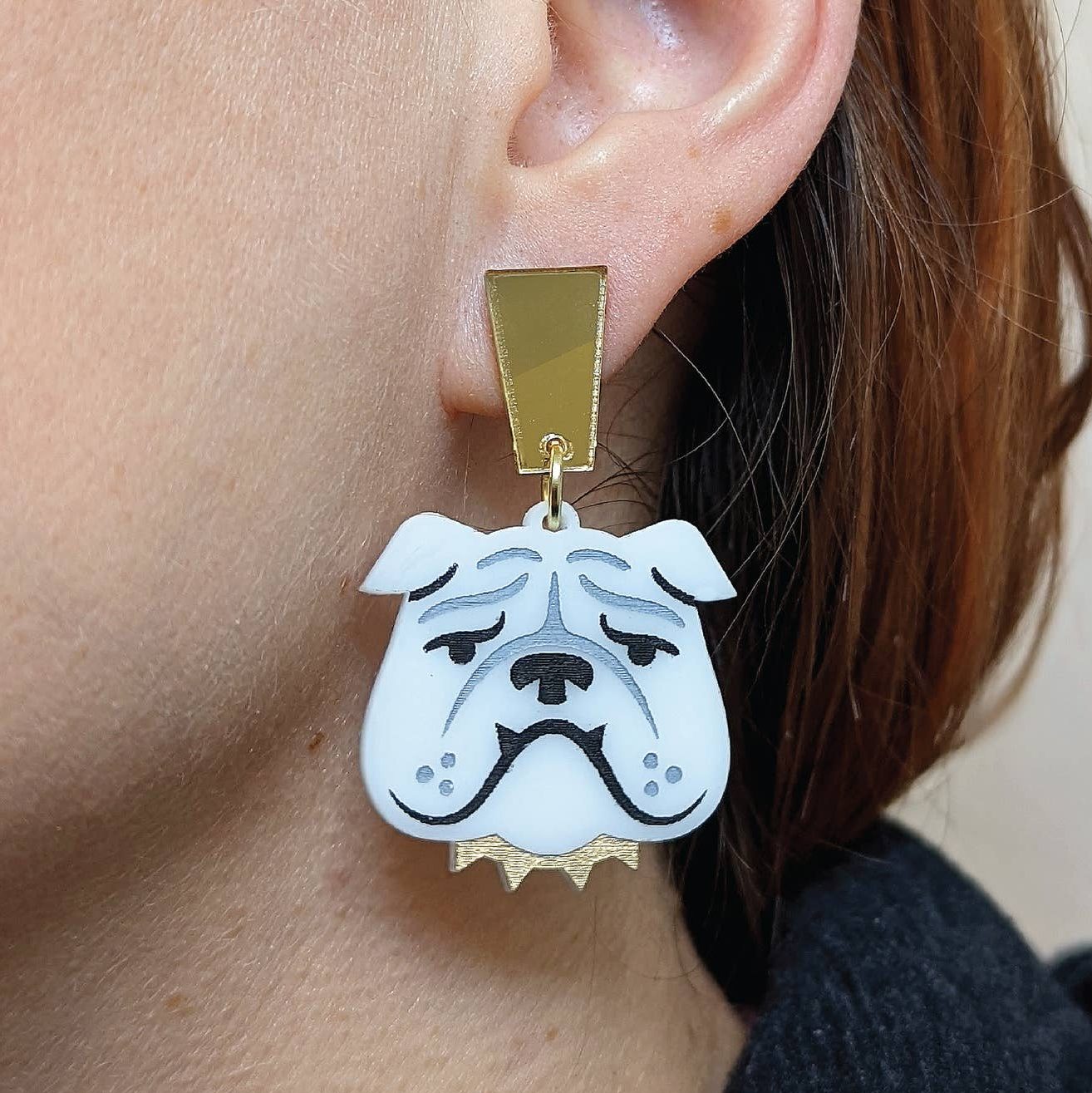 Bulldog Dangle Earrings