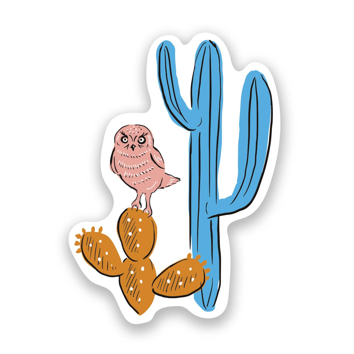 Cactus & Owl Sticker