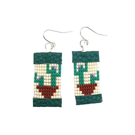 Cactus Beaded Dangle Earrings