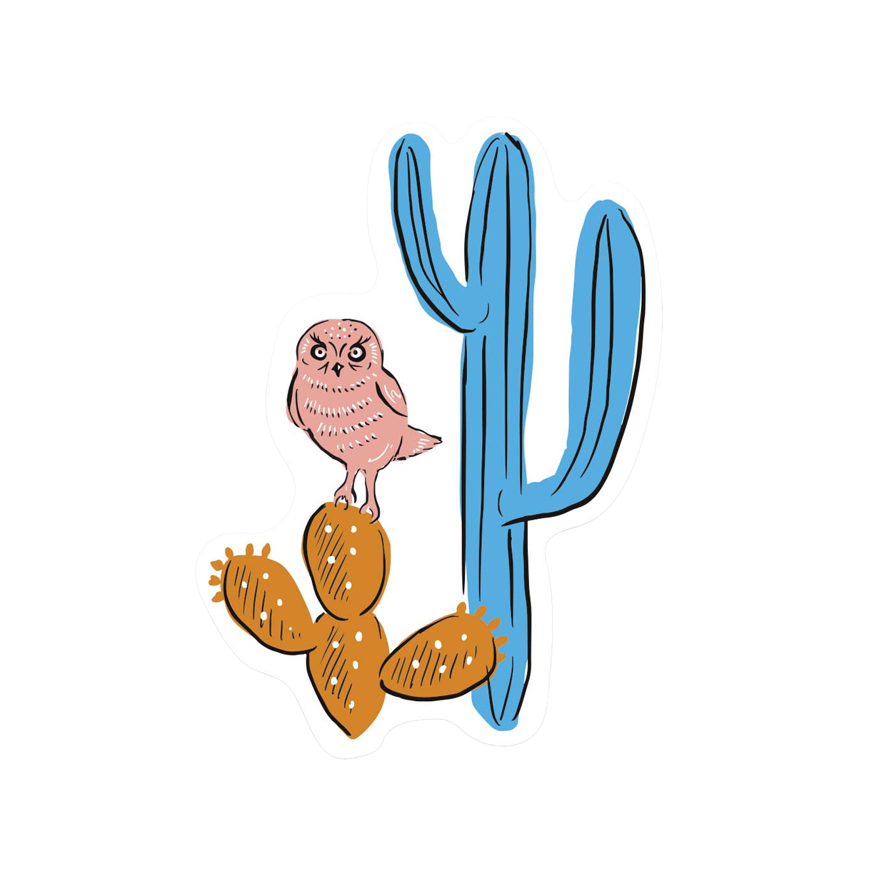 Cactus & Owl Sticker