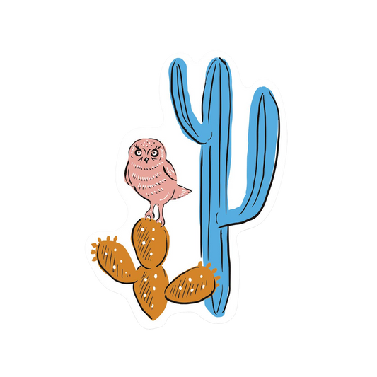 Cactus & Owl Sticker