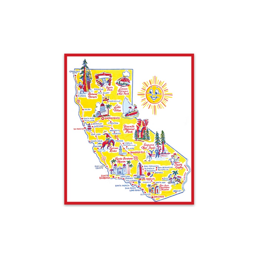 Sunny California Retro Map Sticker