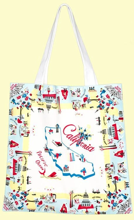 California Map Retro Tote