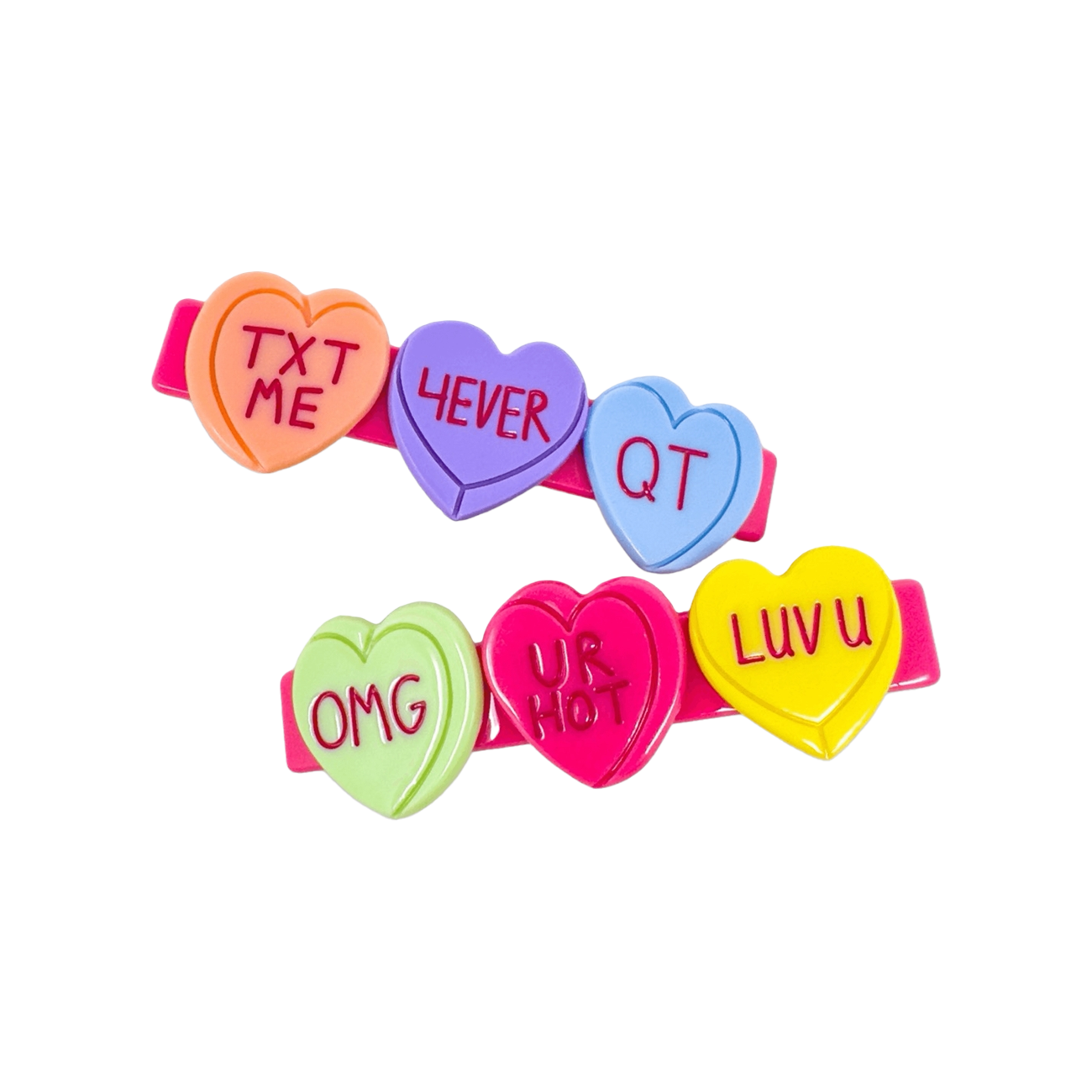 Candy Hearts Alligator Hair Clip Set