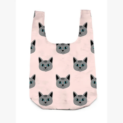 Gray Cat 2-in-1 Bag Charm & Reusable Shopper Bag