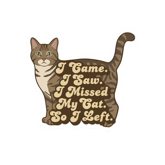 I Came I Saw I Missed My Cat Vinyl Waterproof Sticker