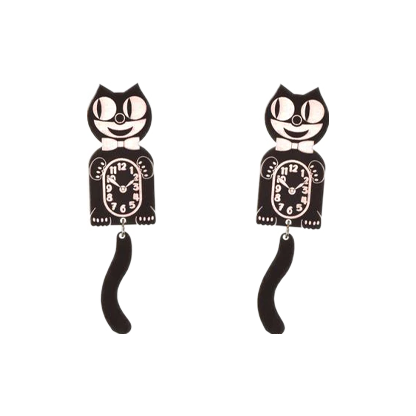 Cat Clock Dangle Earrings