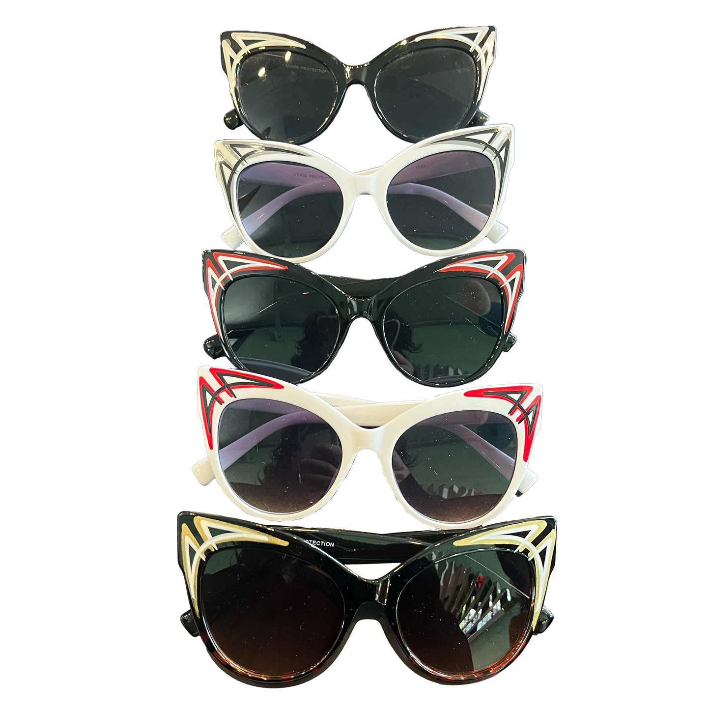 Pin Striped Large Cat Eye Sunglasses