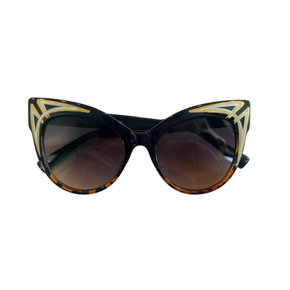 Pin Striped Large Cat Eye Sunglasses