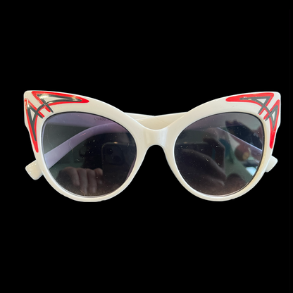 Pin Striped Large Cat Eye Sunglasses