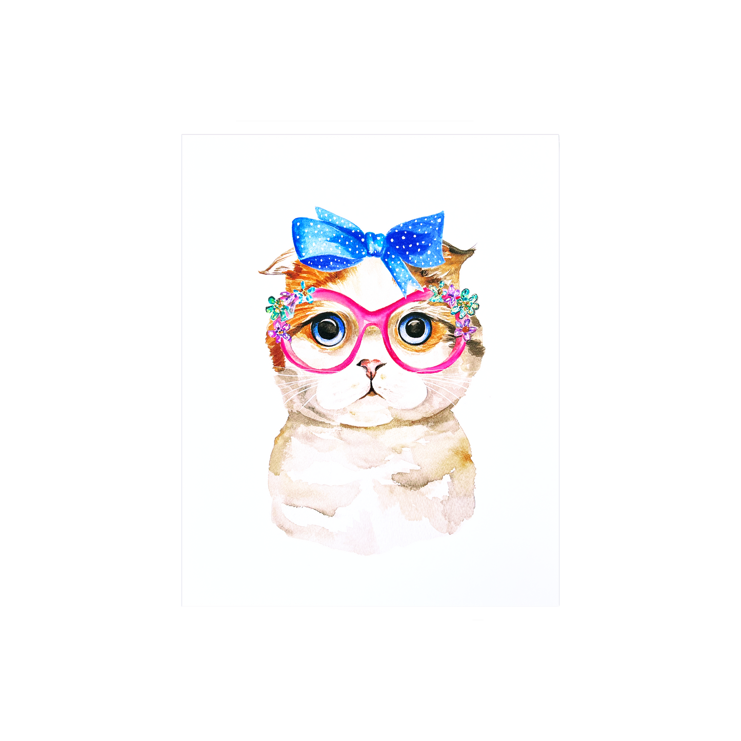 The Cat With the Blue Ribbon Print