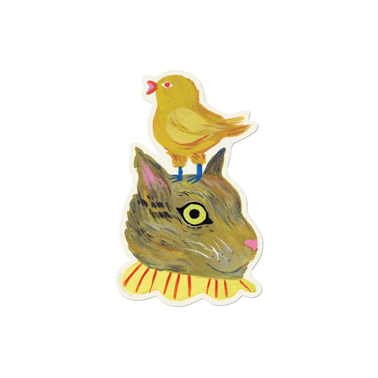 Cat Bird Sticker