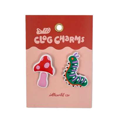Mushroom & Caterpillar Clog Charms