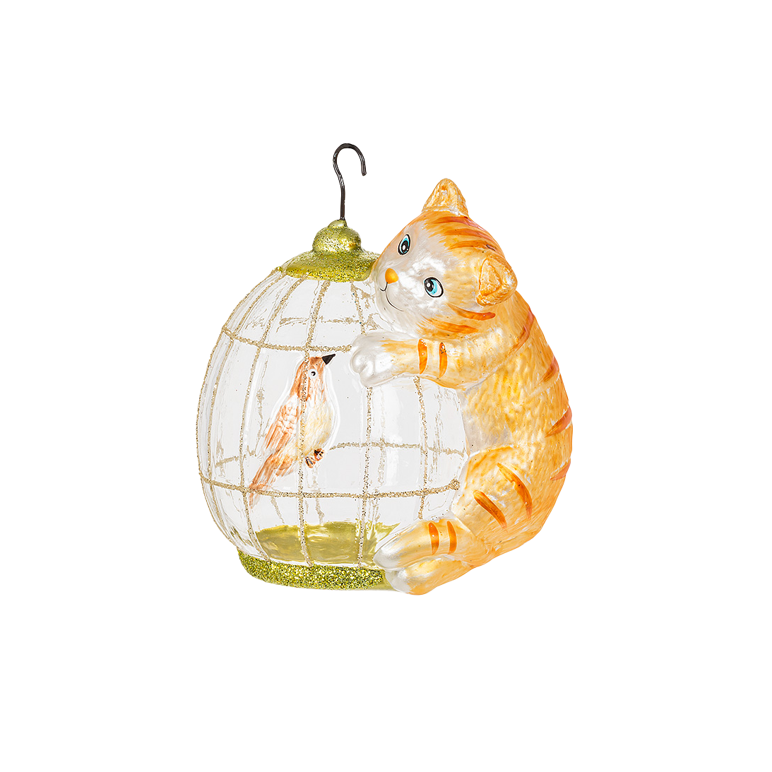 Cat On Birdcage Ornament