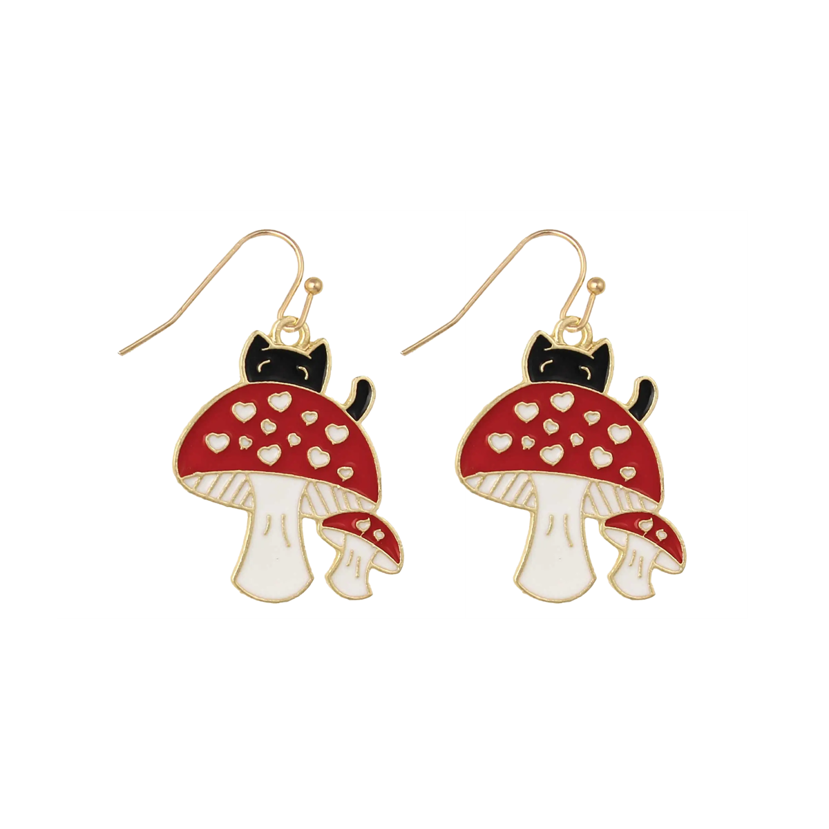 Toadstool Cat Dangle Earrings