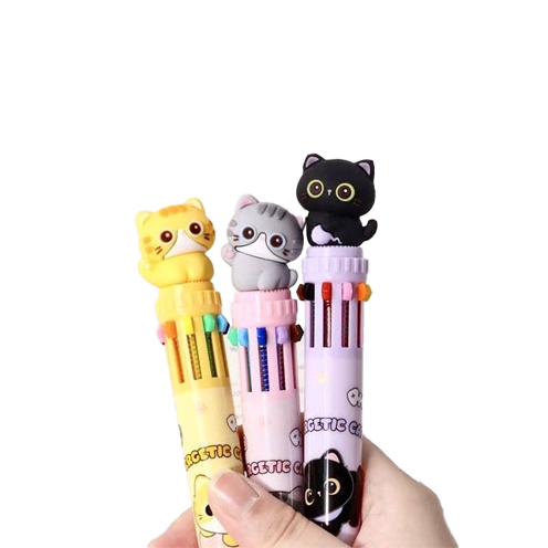 Cats 10-Color Retractable Ball Pen