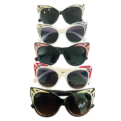 Pin Striped Large Cat Eye Sunglasses