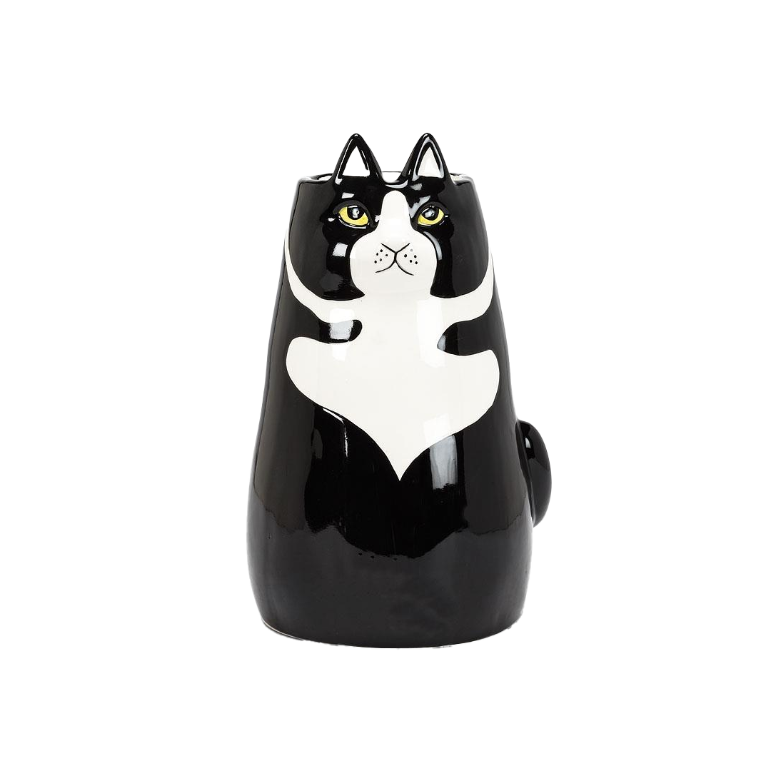 Large Black & White Cat Vase