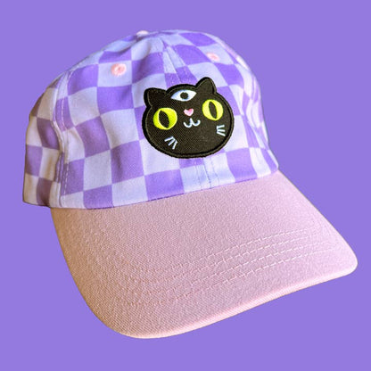 Black Cat Checkerboard Hat