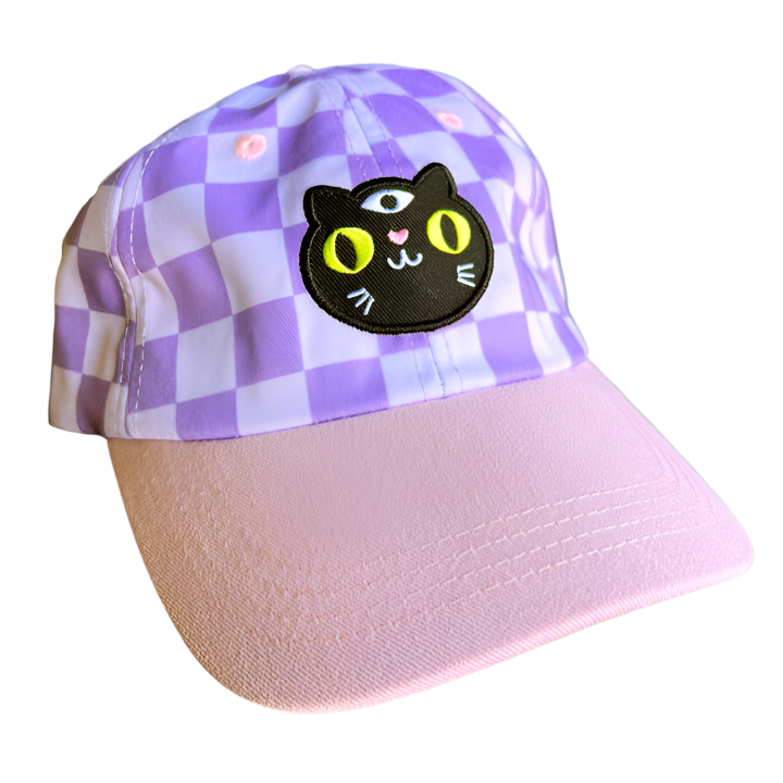 Black Cat Checkerboard Hat