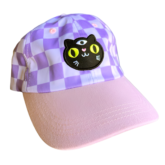 Black Cat Checkerboard Hat