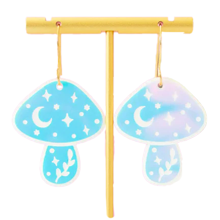Celestial Mushroom Dangle Earrings
