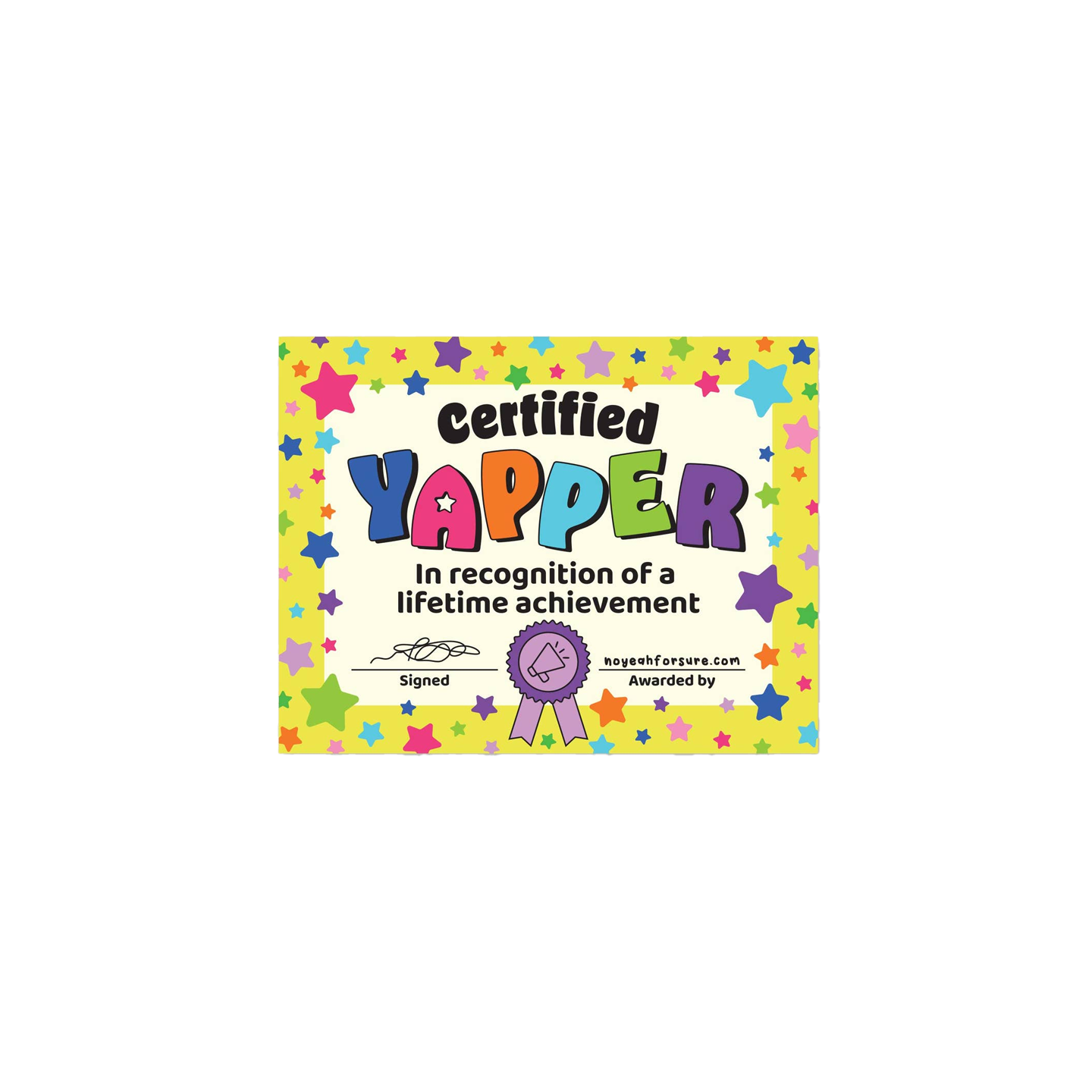 Certified Yapper Certificate Sticker