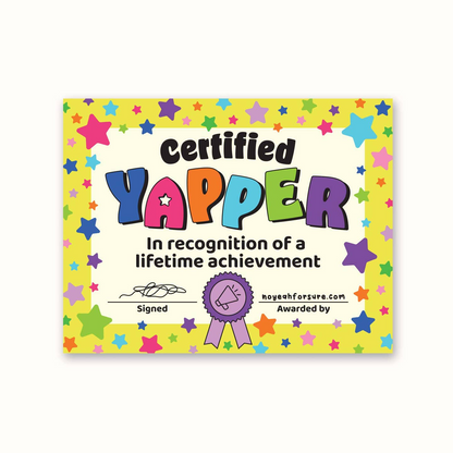 Certified Yapper Certificate Sticker