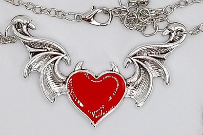 Demon Wing Heart Necklace