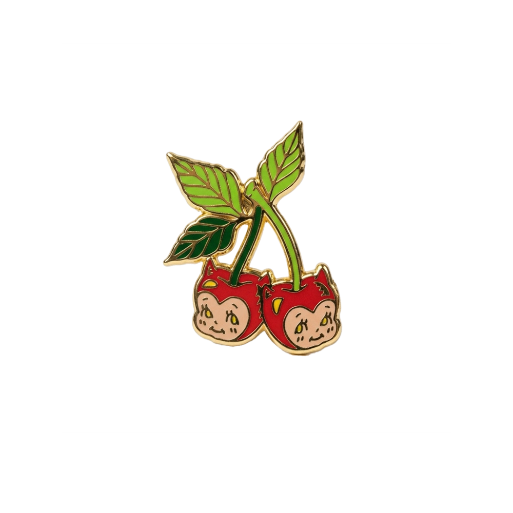 Cherries Gold Enamel Pin