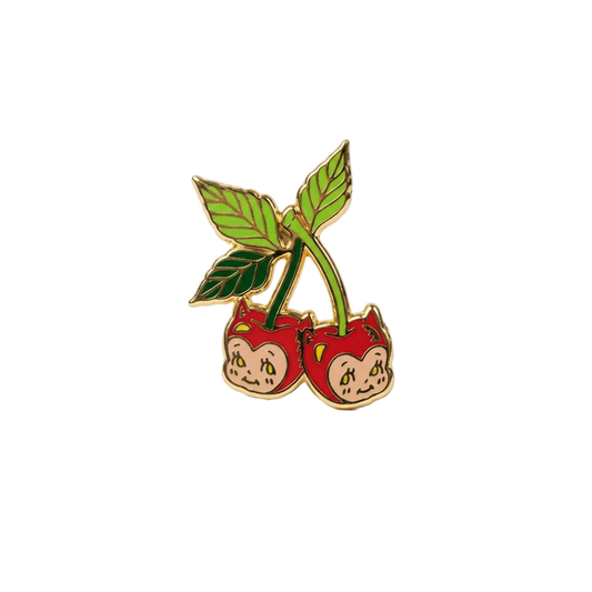 Cherries Gold Enamel Pin