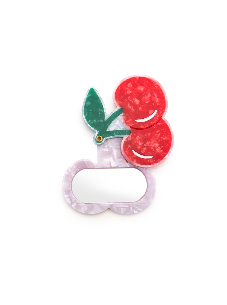 Cherries Swing-Hinge Folding Compact Mirror