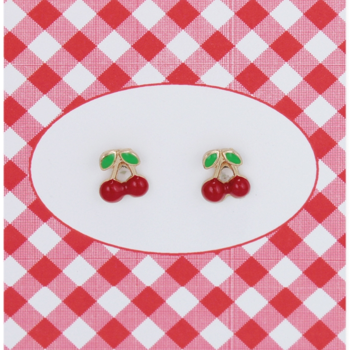 Lovely Day For a Picnic Cherry Post Earrings