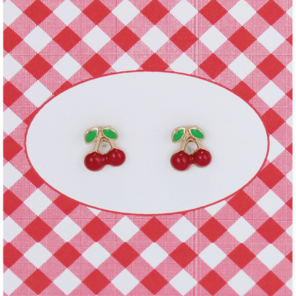 Lovely Day For a Picnic Cherry Post Earrings