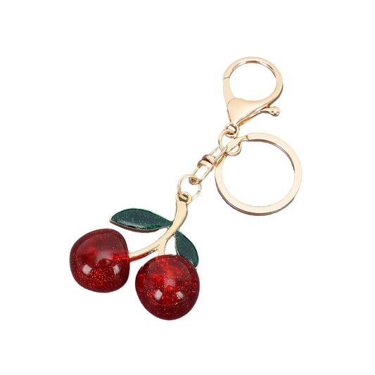Cherry Charm Enamel Keychain