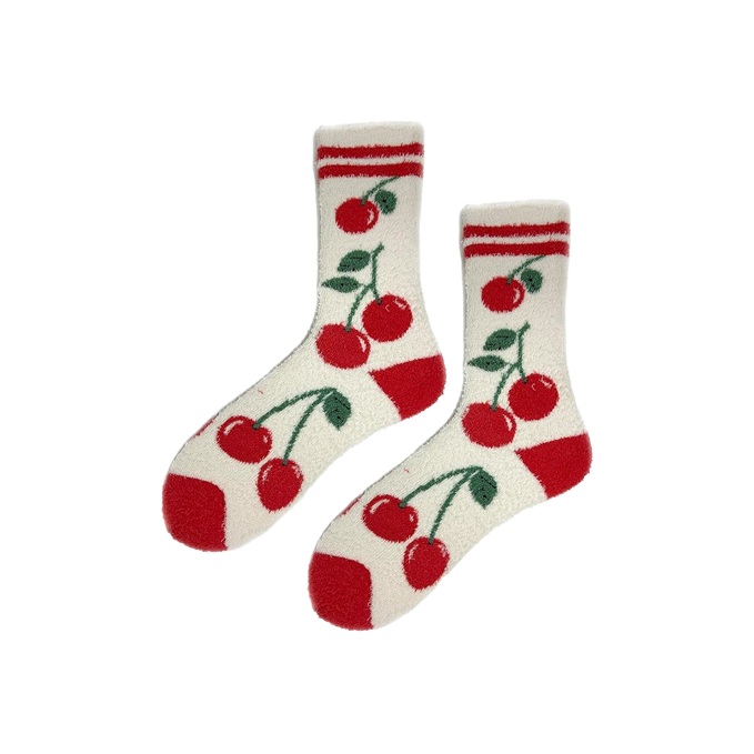 Cherry Love Fuzzy - Women's Socks
