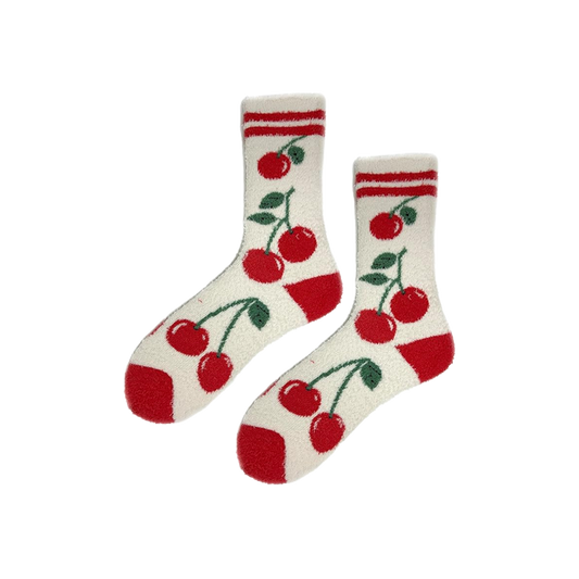 Cherry Love Fuzzy - Women's Socks