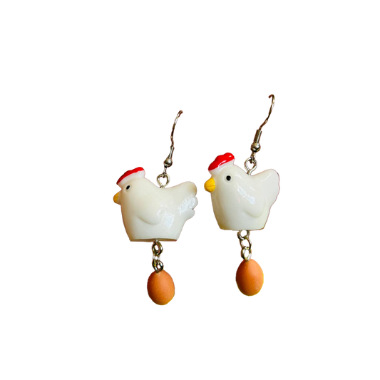 Chicken and Egg Dangle Earrings